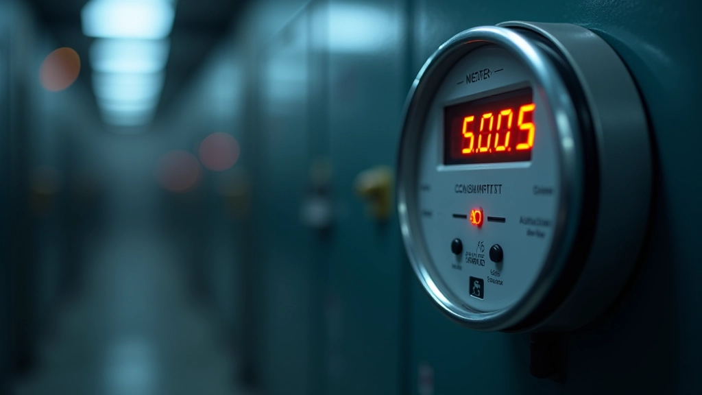 Stromzähler mit digitaler Anzeige, die hohe Verbrauchswerte zeigt