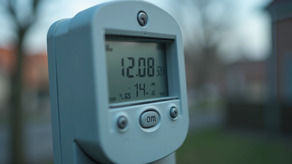 Stromzähler zeigt Verbrauchsdaten mit roten Digitalziffern an