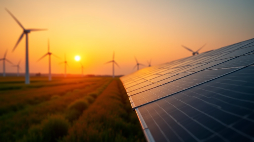 Windkraftanlage und Solarmodule in moderner Energielandschaft Deutschland